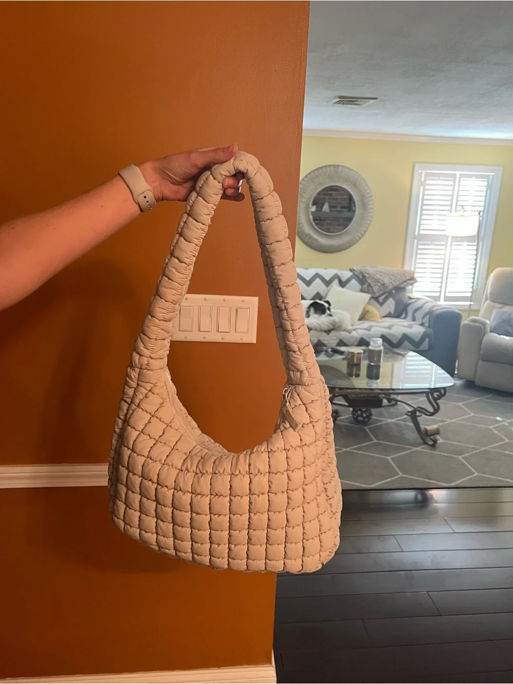 Flex brand quilted Hobo Shoulder Bag — taupe